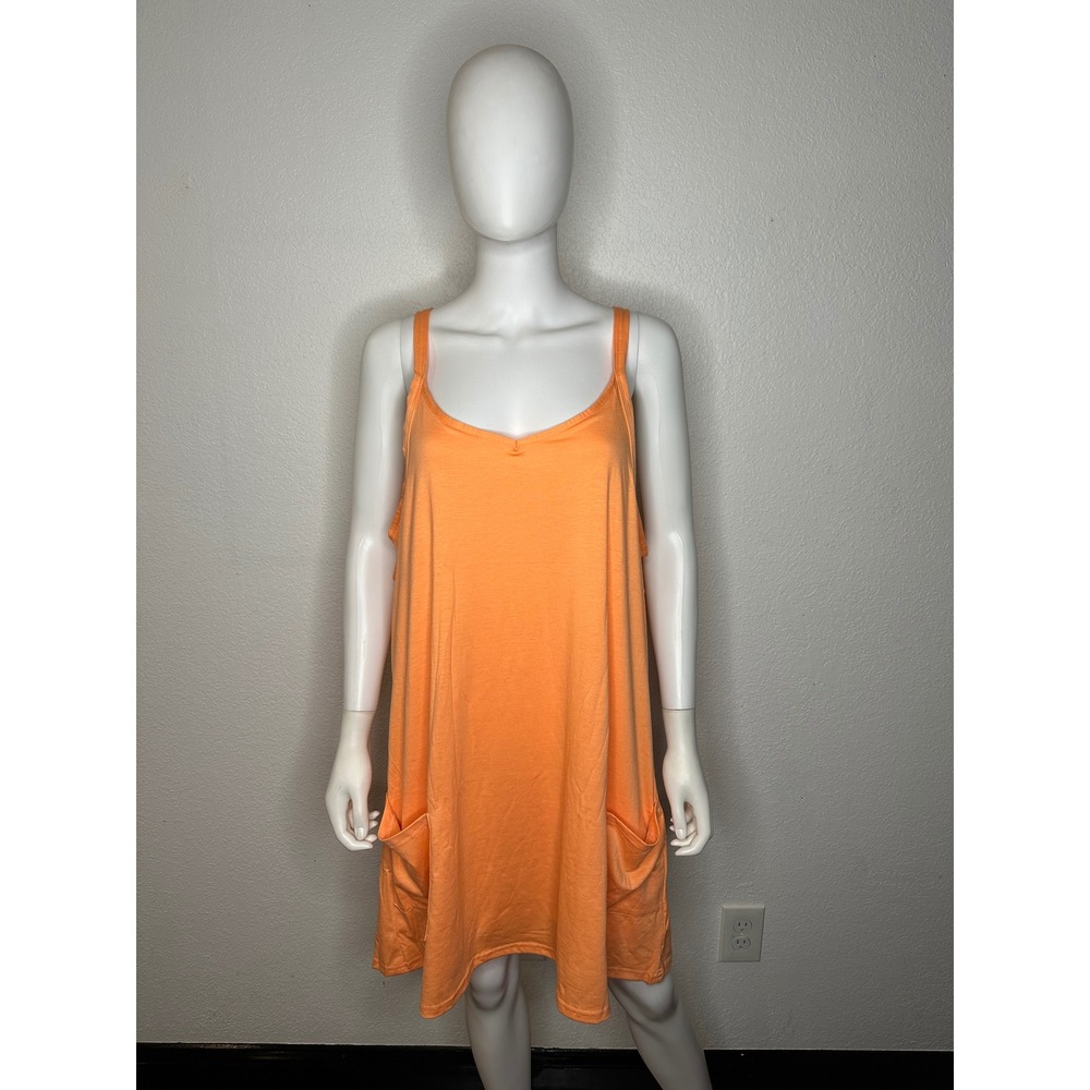 Shecurve Orange Sleeveless Pocket Mini Dress With Shorts Built In